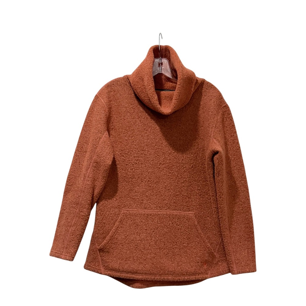 Smartwool Hudson Trail Fleece Pullover Cowl Neck Burnt Orange Wool Blend Medium